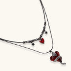 Karmesinrotes Herzen Layered-Halskette Ansicht 3 – Necklaces – ESTID