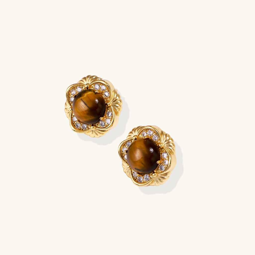 Goldene Kaiserin Tigerauge-Ohrstecker Ansicht 7 – Ohrringe – ESTID