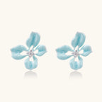 Himmelblaue Blüten-Ohrstecker Ansicht 3 – Earrings – ESTID
