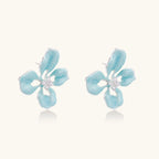 Himmelblaue Blüten-Ohrstecker Ansicht 4 – Earrings – ESTID