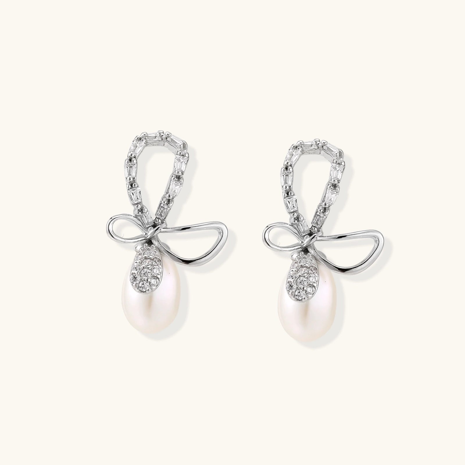 Kristallschleife Perlen-Ohrhänger Ansicht 4 – Earrings – ESTID