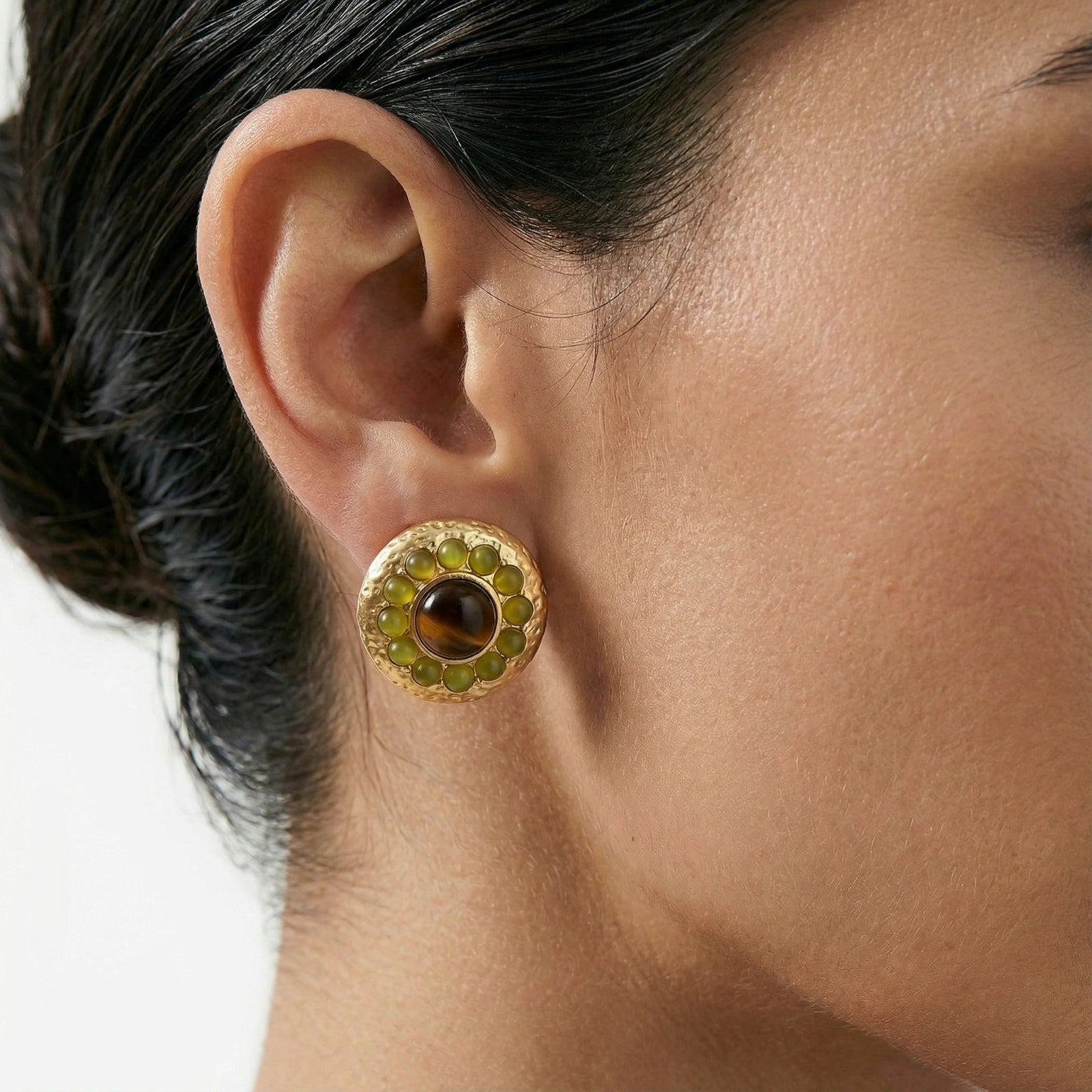 Golden Hour Halo Ohrstecker Detailansicht – Ohrringe – ESTID