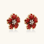 Rubin Blüten Stecker Ohrringe Ansicht 3 – Earrings – ESTID