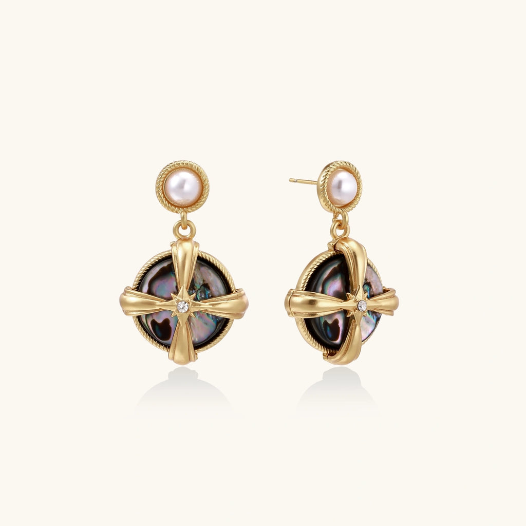 Perlmutt-Abalone-Kreuz-Ohrhänger Detailansicht – Earrings – ESTID