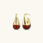 Bernsteinfluss Tropfen-Ohrringe Detailansicht – Earrings – ESTID