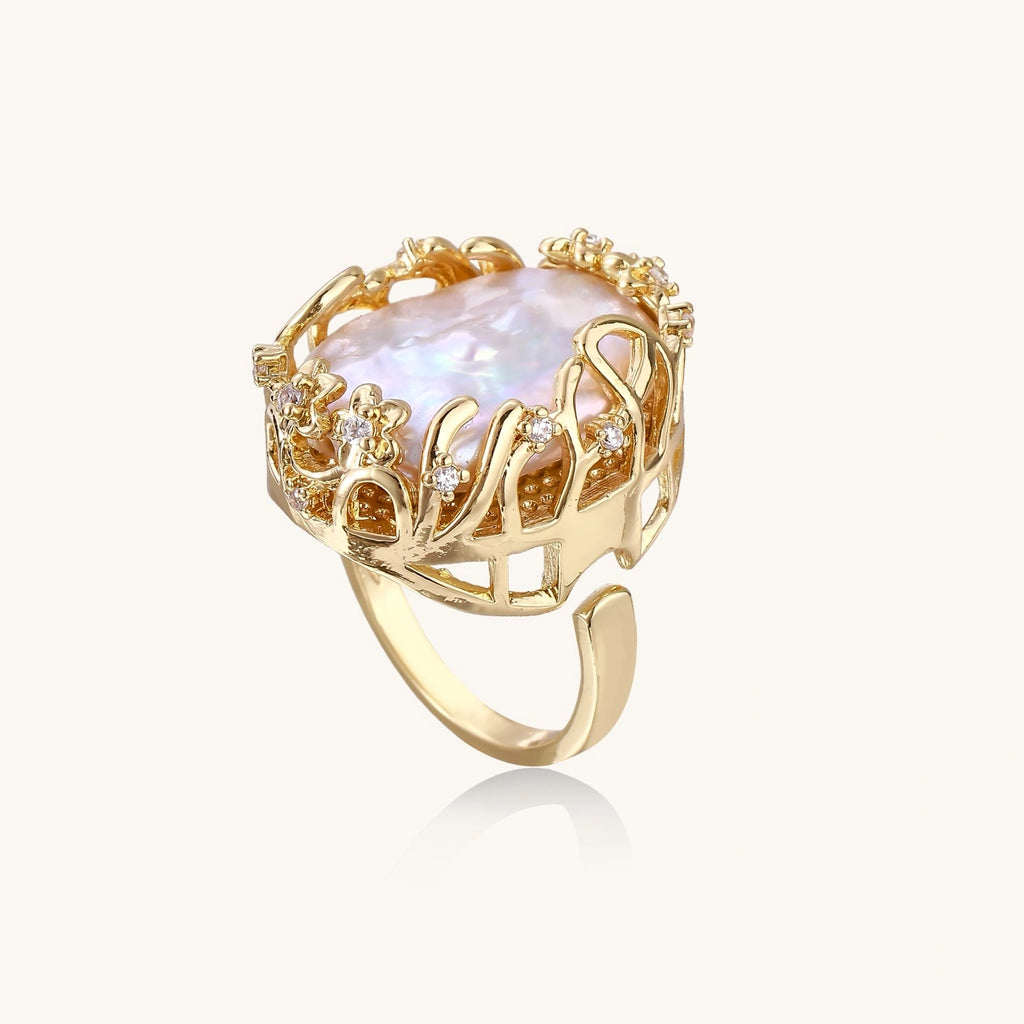 Barock-Perlen-Kronenring Detailansicht – Rings – ESTID