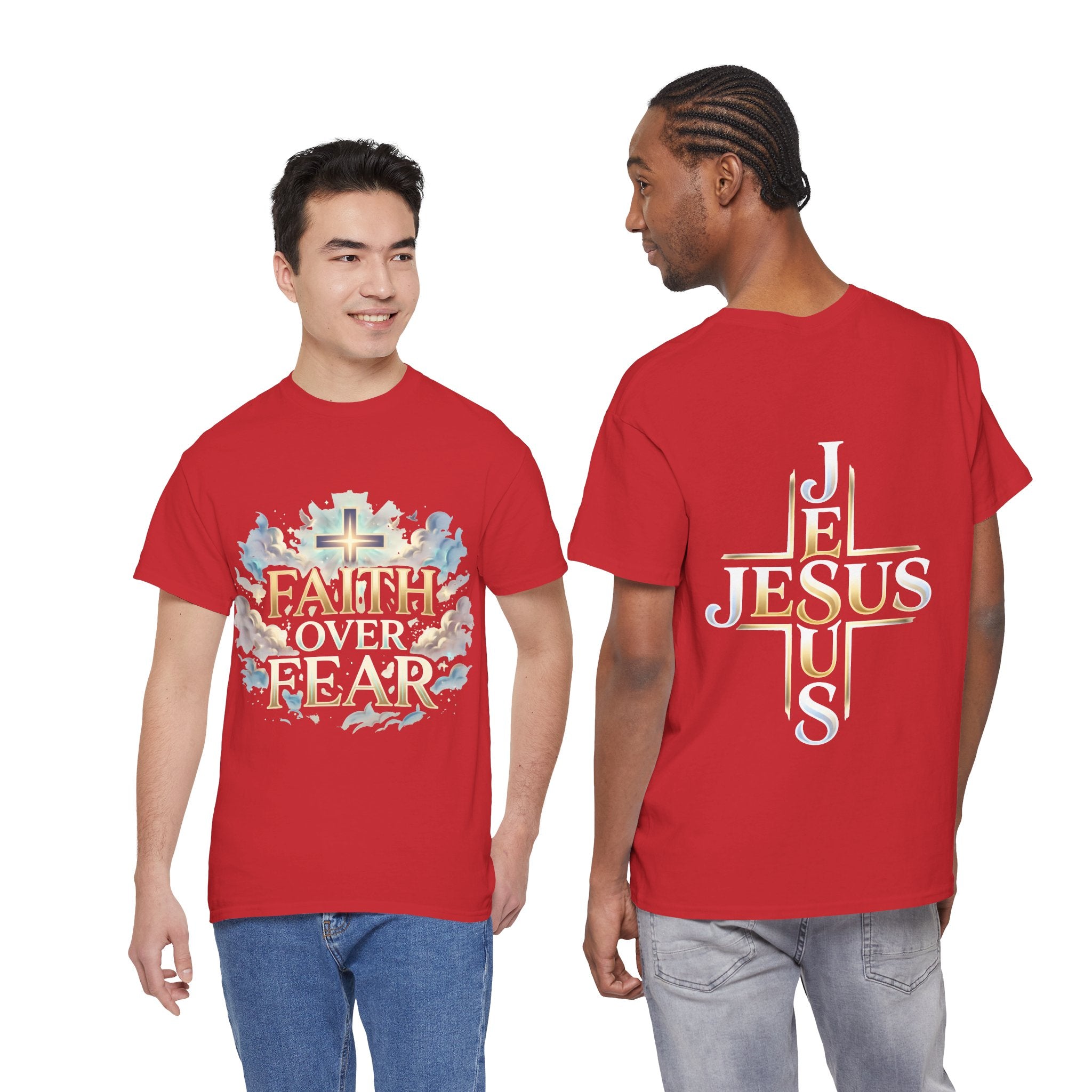 Faith Over Fear T-Shirt – „Glaube statt Angst“ Christian Cross Tee