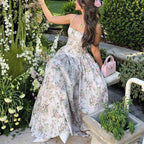 ESTID Damen Maxikleid „Flora Romance“ – Elegantes Corsagenkleid mit floralem Print