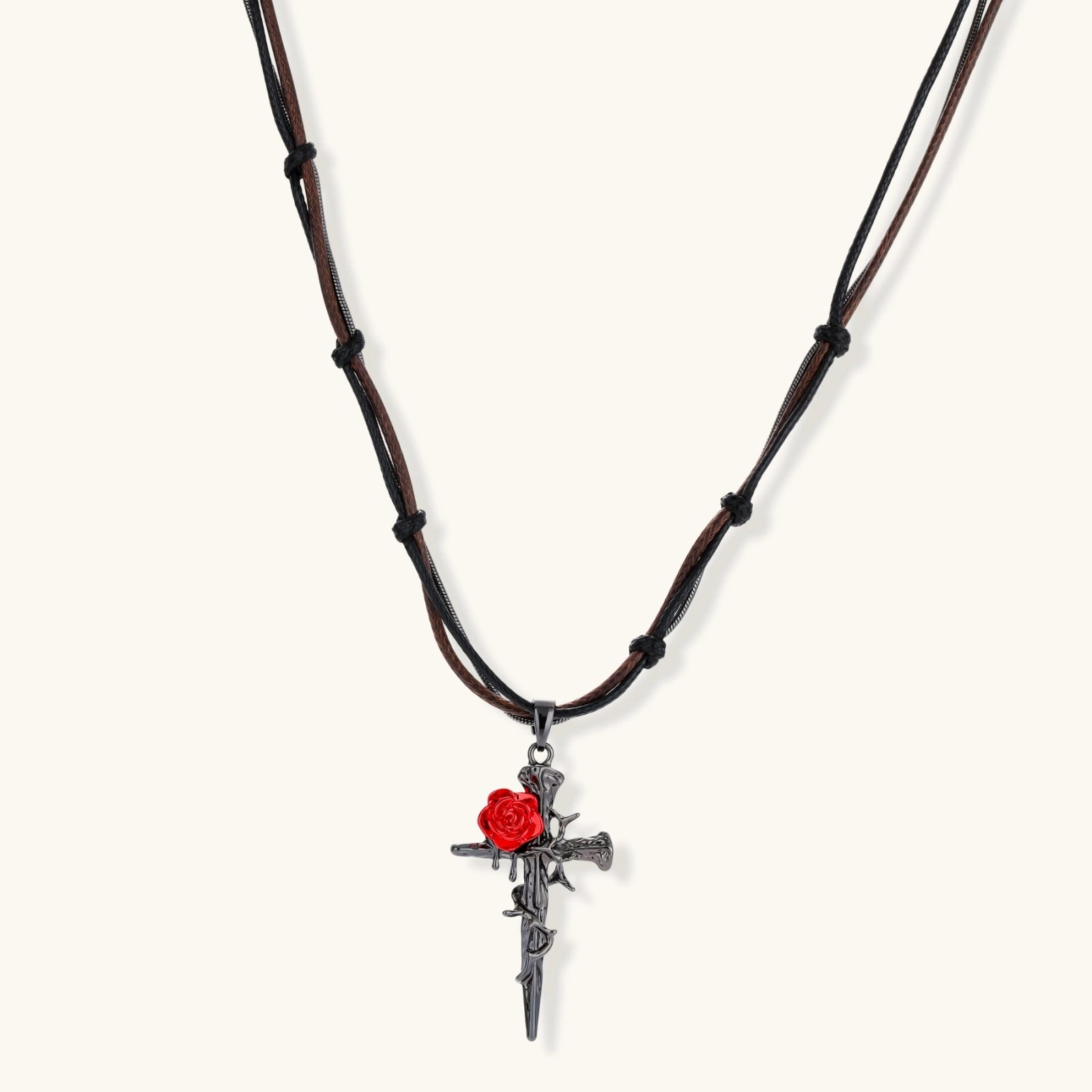 Dornrosen-Kreuz-Halskette Detailansicht – Necklaces – ESTID