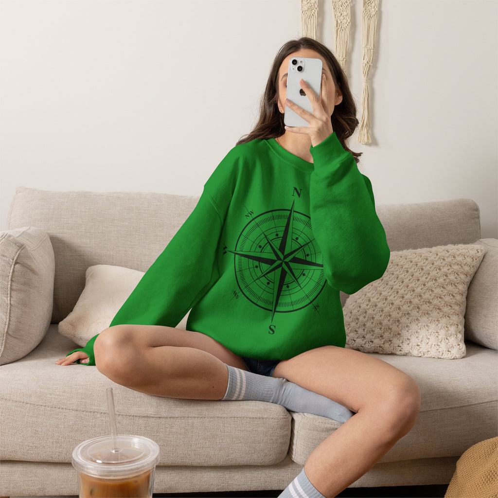Kompass-Rose Sweatshirt – Nautik Crewneck für Reisende & Entdecker Ansicht 5 – Sweatshirt – ESTID