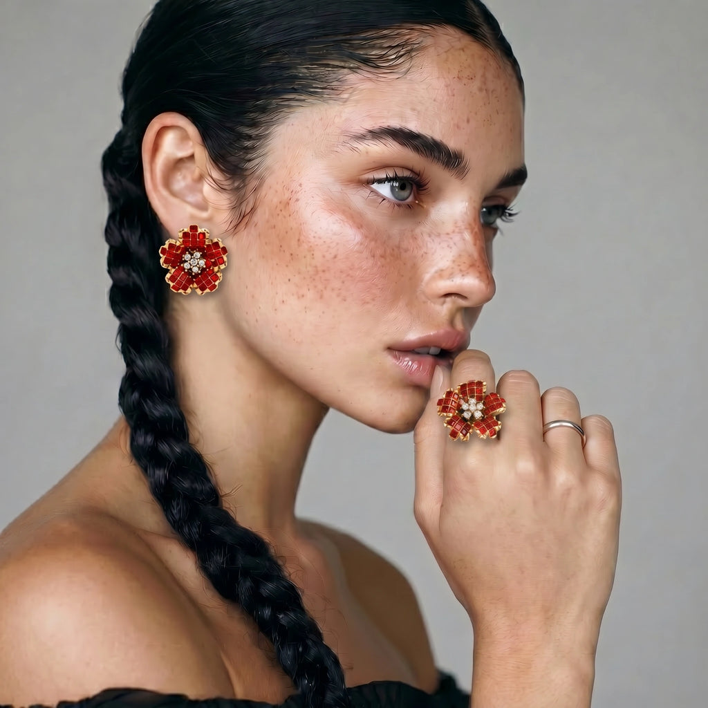 Karmesinrote Blüten Ring – Rings – ESTID