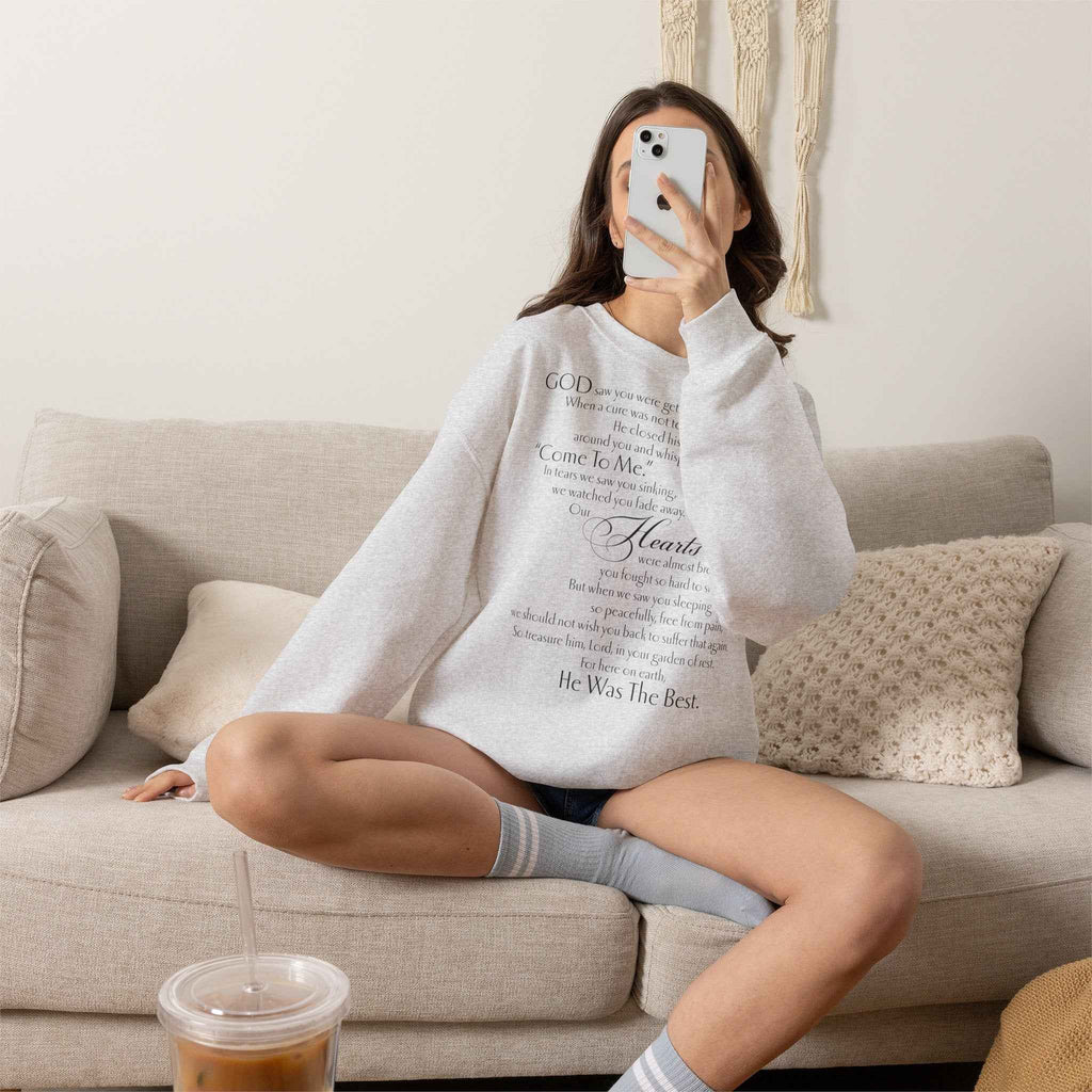 ESTID Damen Pullover | „God Saw You Were Getting Tired“ Spruch-Print Detailansicht – Sweatshirt – ESTID