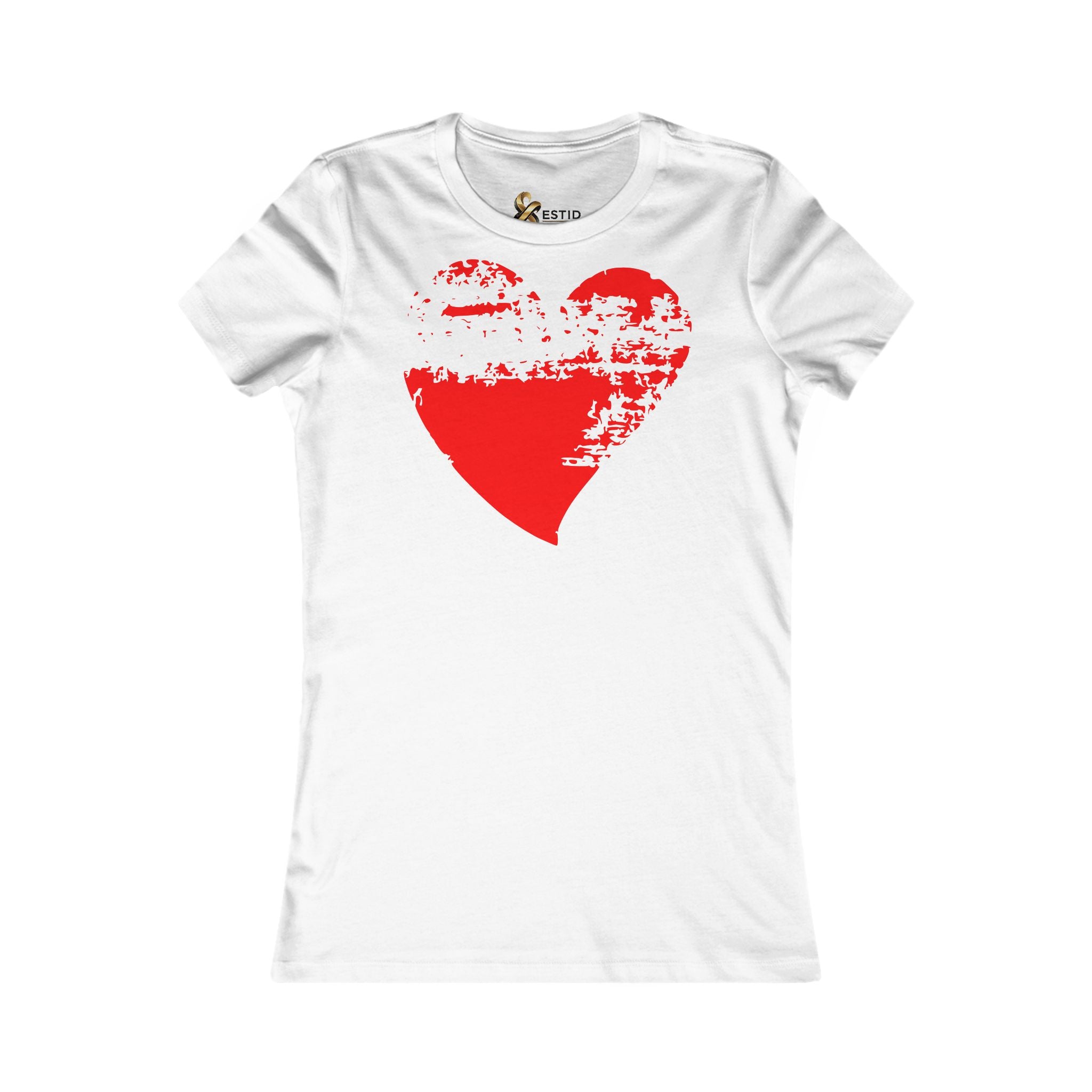 Damen T-Shirt 100% Baumwolle | Rotes Grunge-Herz Ansicht 6 – T-Shirt – ESTID