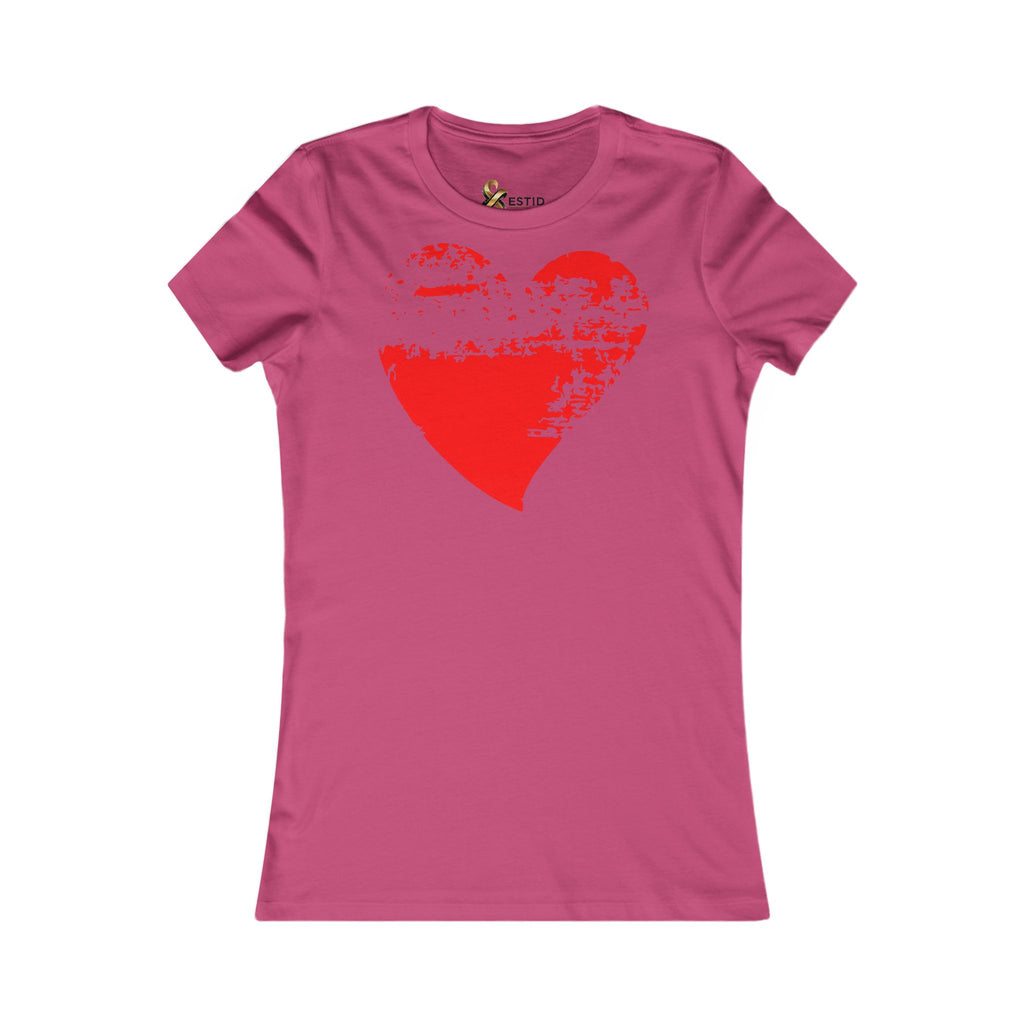 Damen T-Shirt 100% Baumwolle | Rotes Grunge-Herz Ansicht 9 – T-Shirt – ESTID