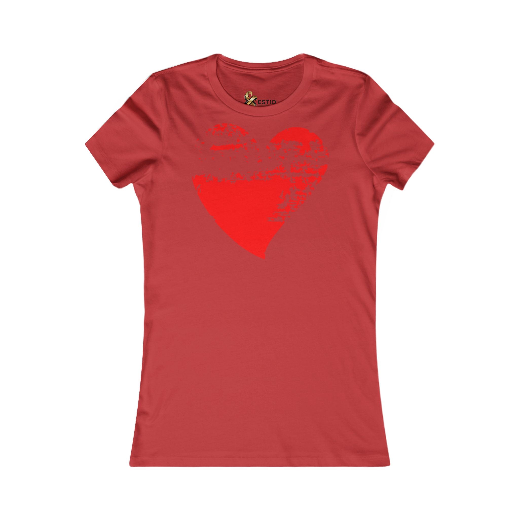 Damen T-Shirt 100% Baumwolle | Rotes Grunge-Herz Ansicht 10 – T-Shirt – ESTID