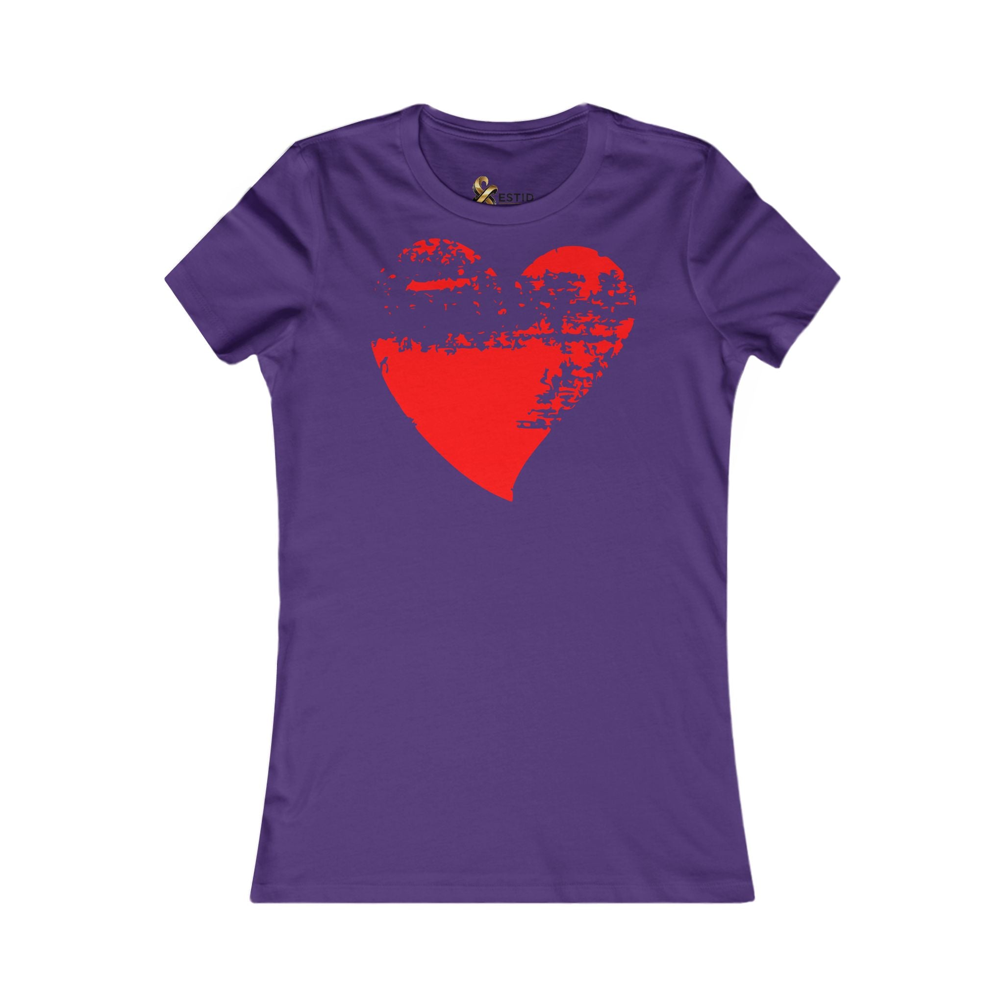 Damen T-Shirt 100% Baumwolle | Rotes Grunge-Herz Ansicht 8 – T-Shirt – ESTID