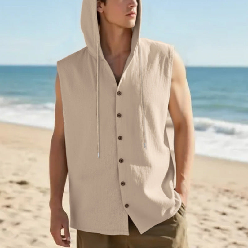 ESTID Herren Ärmelloses Leinenhemd | Sleeveless Hoodie Shirt Ansicht 16 – Shirt – ESTID
