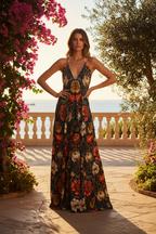 Florales Neckholder-Maxikleid -ESTID