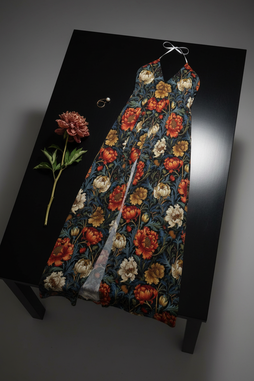 Florales Neckholder-Maxikleid Ansicht 3 – Halterneck backless dress – ESTID