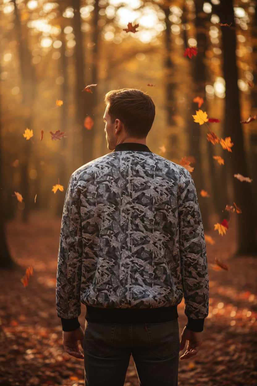 Wende-Bomberjacke für Herren aus Seide ESTID Ansicht 4 – Mens Reversible Silk Bomber Jacket – ESTID