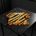 Damen Jersey-Bluse im markanten Tiger-Print ESTID Detailansicht – Ladies Crop Top – ESTID