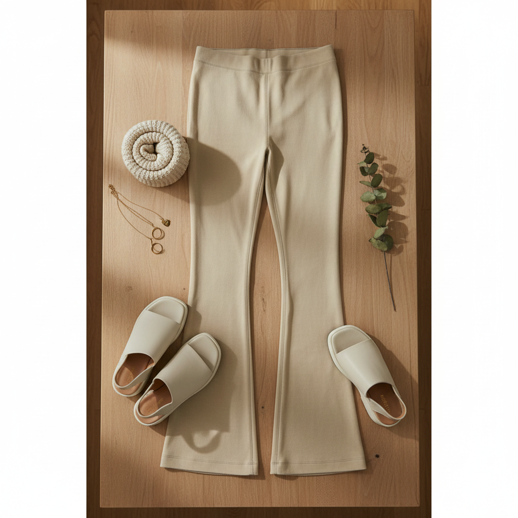 Hoch taillierte, ausgestellte Leggings