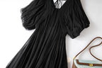 Damen Seidenkleid mit Puffärmeln | Luftsüßes Boho Maxikleid Ansicht 21 – Kleid – ESTID