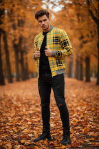Wende-Bomberjacke für Herren aus Seide mit dem Karo-Muster Ansicht 4 – Mens Reversible Silk Bomber Jacket – ESTID