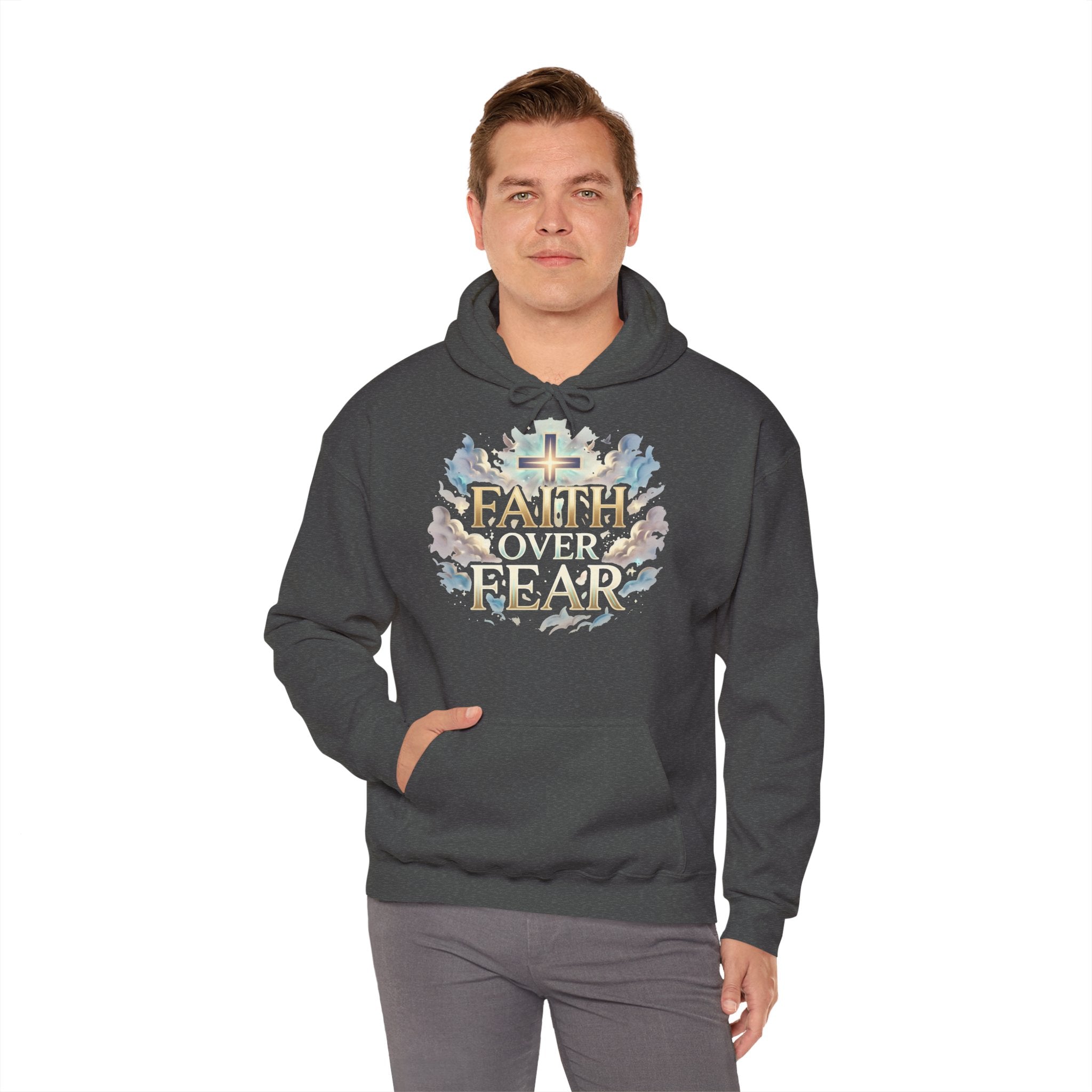 Faith Over Fear Hoodie – Jesus Kreuz Kapuzenpullover | Christliches Sweatshirt