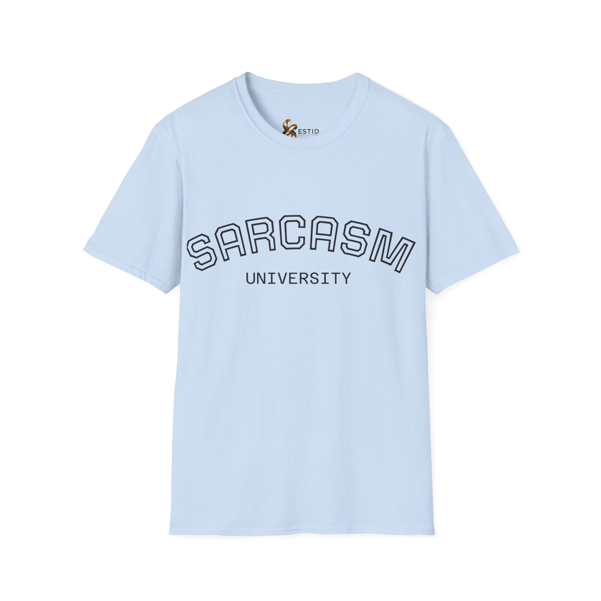 Sarcasm University T-Shirt — Funny Collegiate Graphic Tee Detailansicht – T-Shirt – ESTID