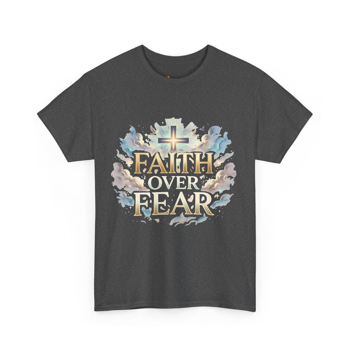 Faith Over Fear T-Shirt – Inspirierendes christliches Shirt mit Kreuz & Wolken Ansicht 8 – T-Shirt – ESTID