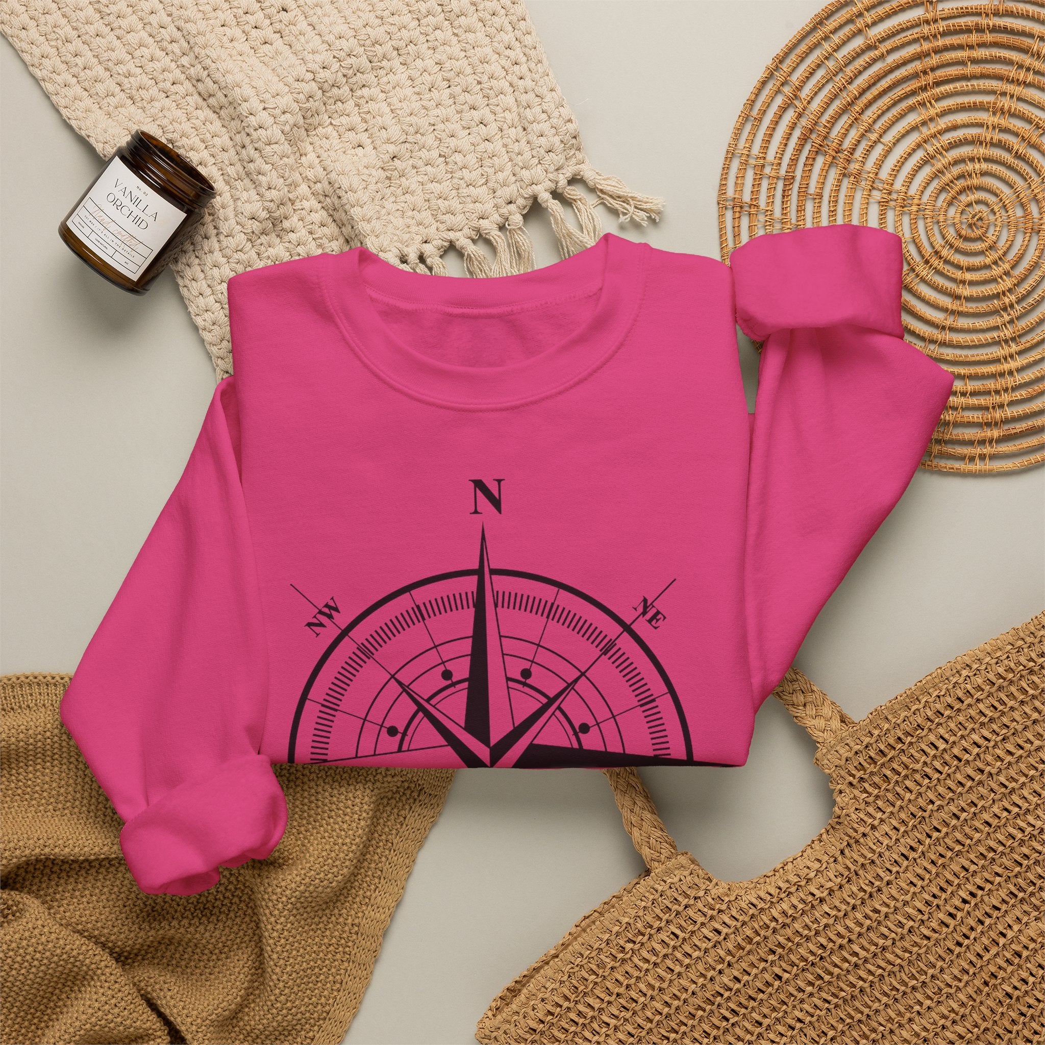 Kompass-Rose Sweatshirt – Nautik Crewneck für Reisende & Entdecker Ansicht 26 – Sweatshirt – ESTID