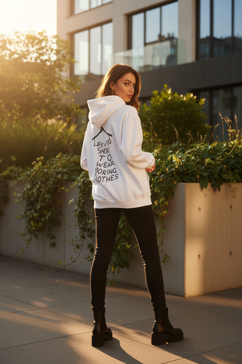 ESTID Damen Kapuzenpullover | Spruch Backprint & Herz-Print Detailansicht – Hoodie – ESTID