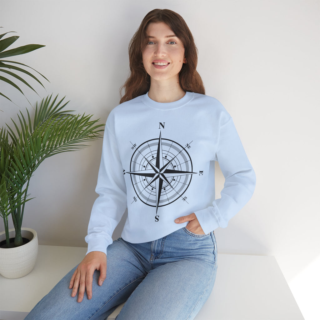 Kompass-Rose Sweatshirt – Nautik Crewneck für Reisende & Entdecker Ansicht 47 – Sweatshirt – ESTID