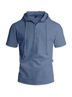 ESTID Herren Kurzarm Leinen-Kapuzenshirt | Linen-Blend Henley Shirt Ansicht 20 – Shirt – ESTID