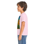 Kinder-T-Shirt – Sonnige Sonnenblumen-Roboter auf Einrad