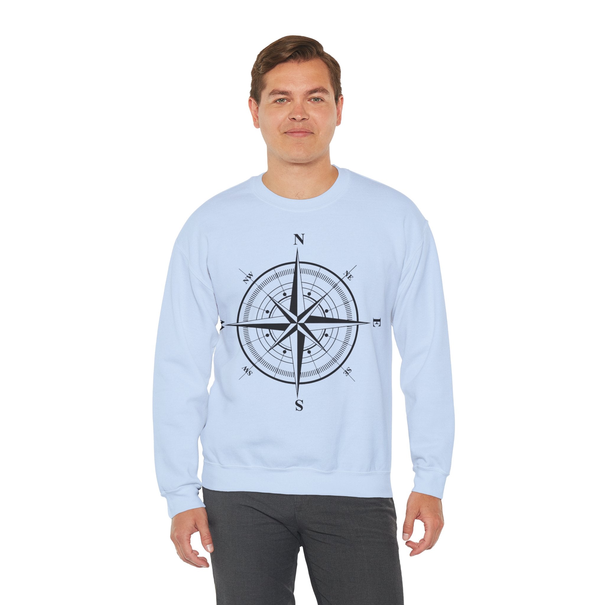 Kompass-Rose Sweatshirt – Nautik Crewneck für Reisende & Entdecker Ansicht 48 – Sweatshirt – ESTID