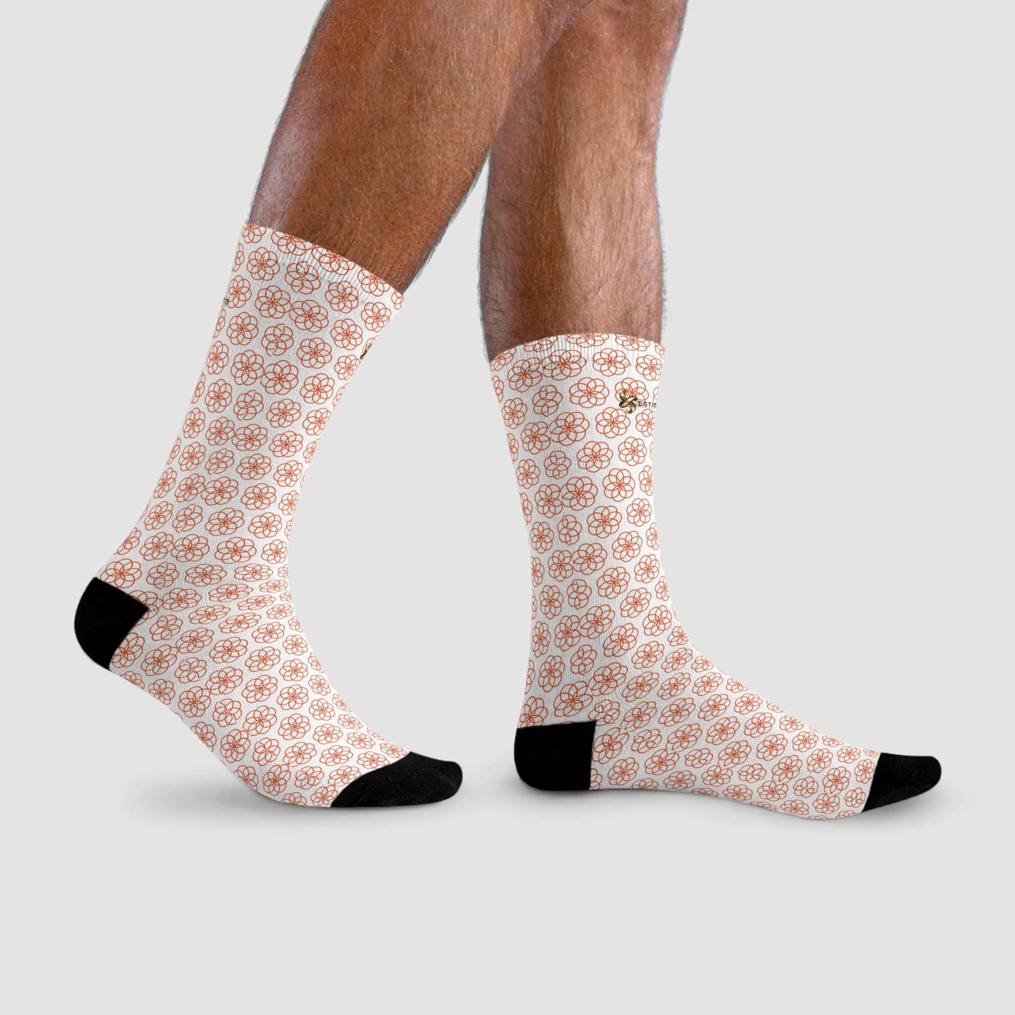 ESTID Unisex Socken | Geometrisches Muster & Schwarze Kontraste Detailansicht – All Over Prints – ESTID