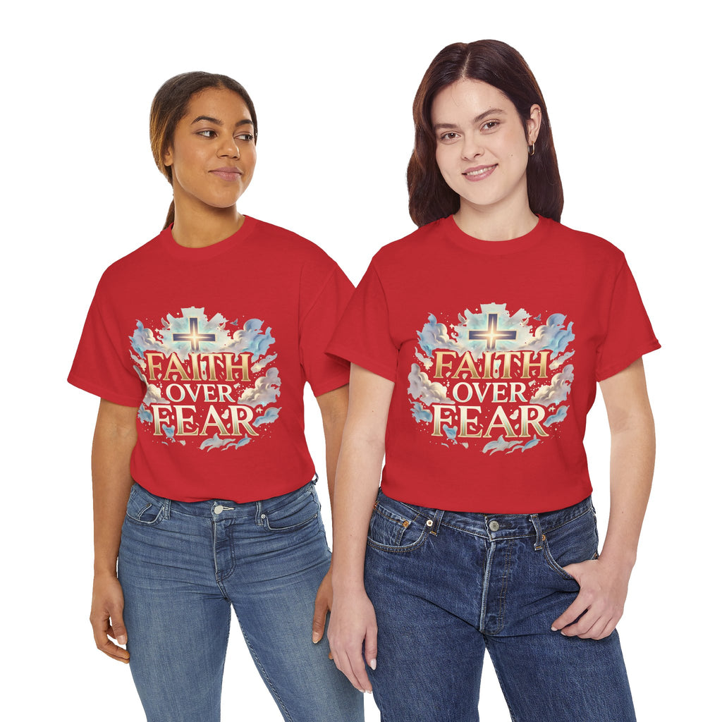 Faith Over Fear T-Shirt – „Glaube statt Angst“ Christian Cross Tee
