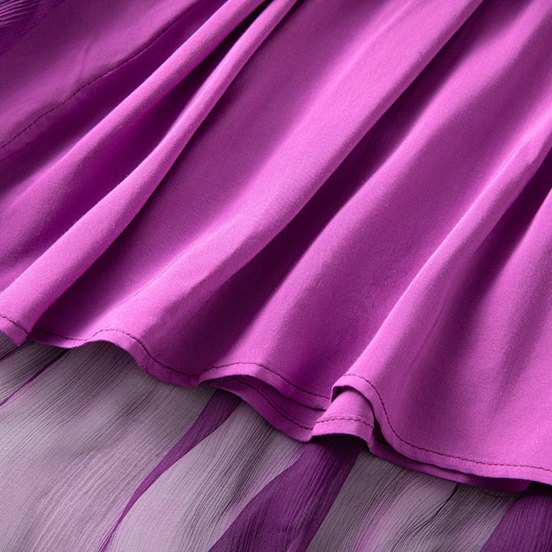 Damen Seidenkleid mit Puffärmeln | Luftsüßes Boho Maxikleid Ansicht 8 – Kleid – ESTID