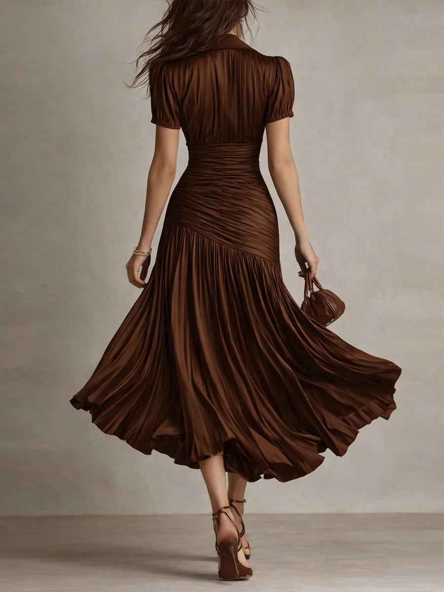 Damen Satin-Optik Plisseekleid | Elegantes Sommer- & Businesskleid Ansicht 5 – Produkt – ESTID