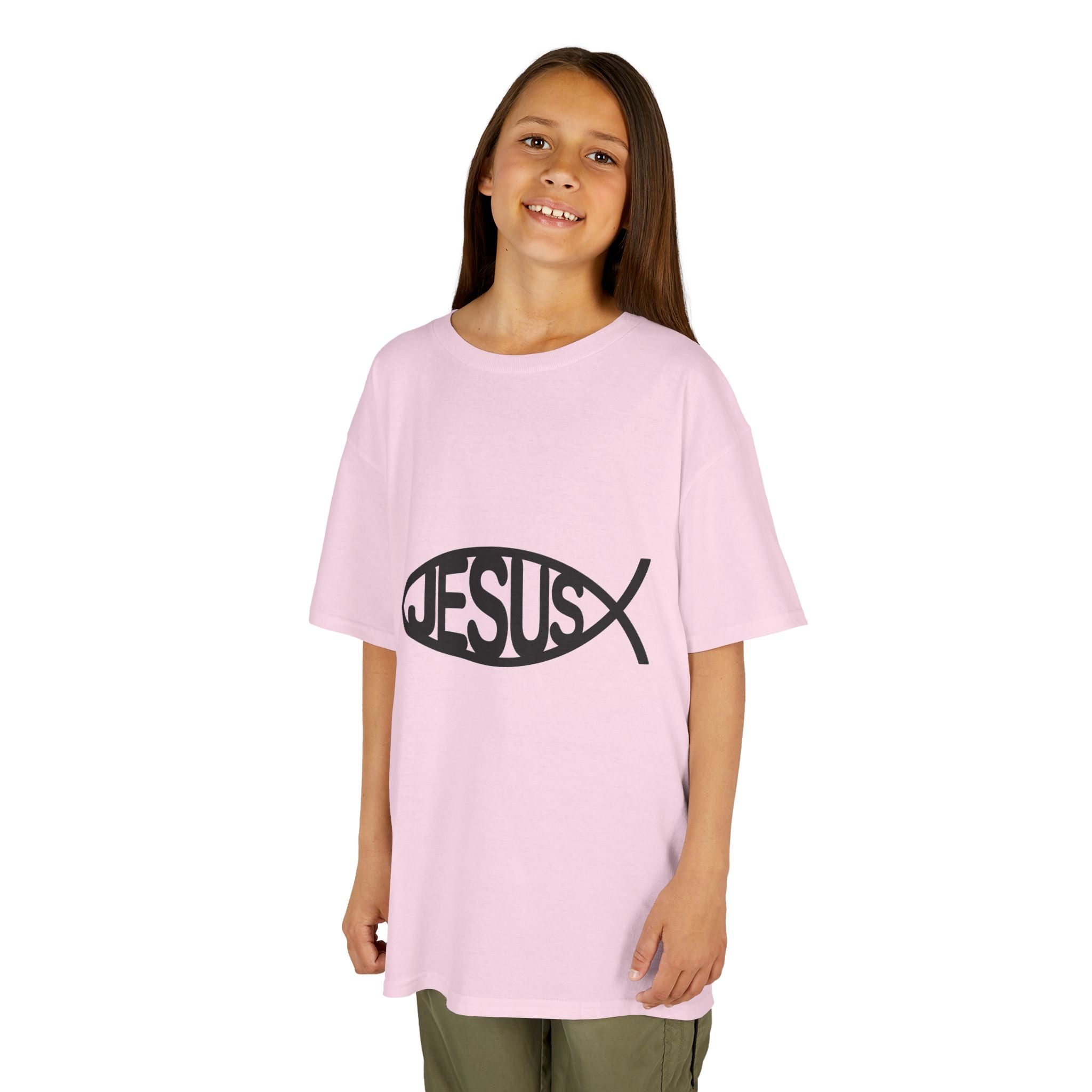 Kinder T-Shirt „JESUS“ Ichthys Fisch – Christliches Shirt für Kinder