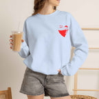 ESTID Damen Oversized Sweatshirt „Grunge Heart“ – Premium Baumwollmix Pullover mit rotem Herz-Print