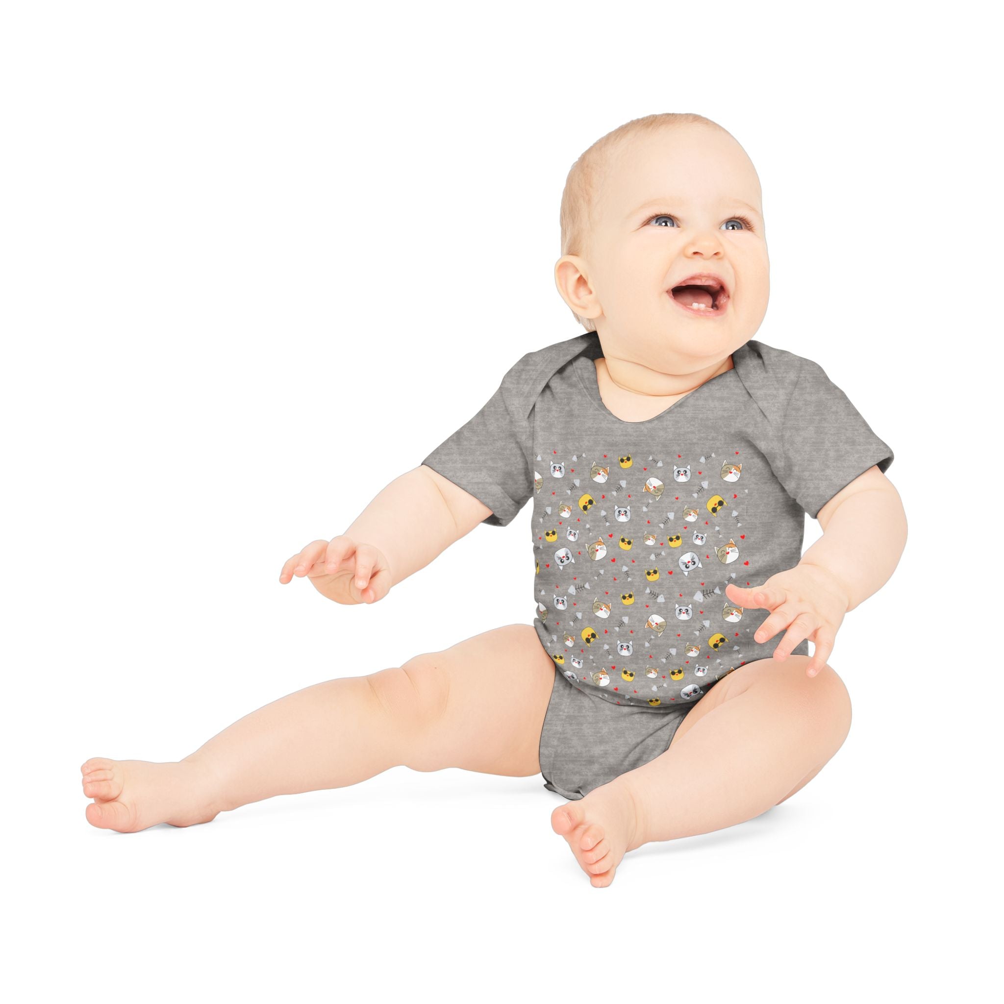 Bio-Babybody Kurzarm mit süßem Tiermuster – Ökologischer Baby-Overall