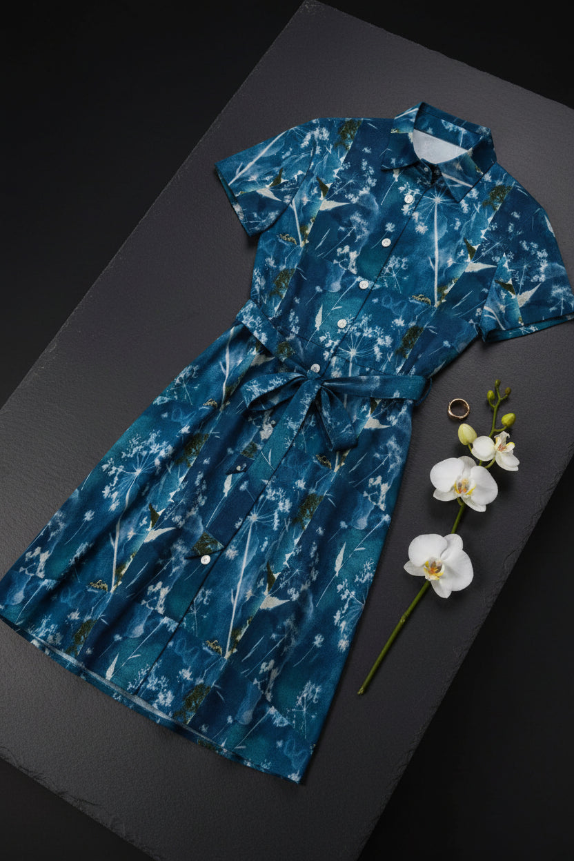 Kniekurzes Kurzarmkleid mit Pusteblumen ESTID Ansicht 5 – kleid – ESTID