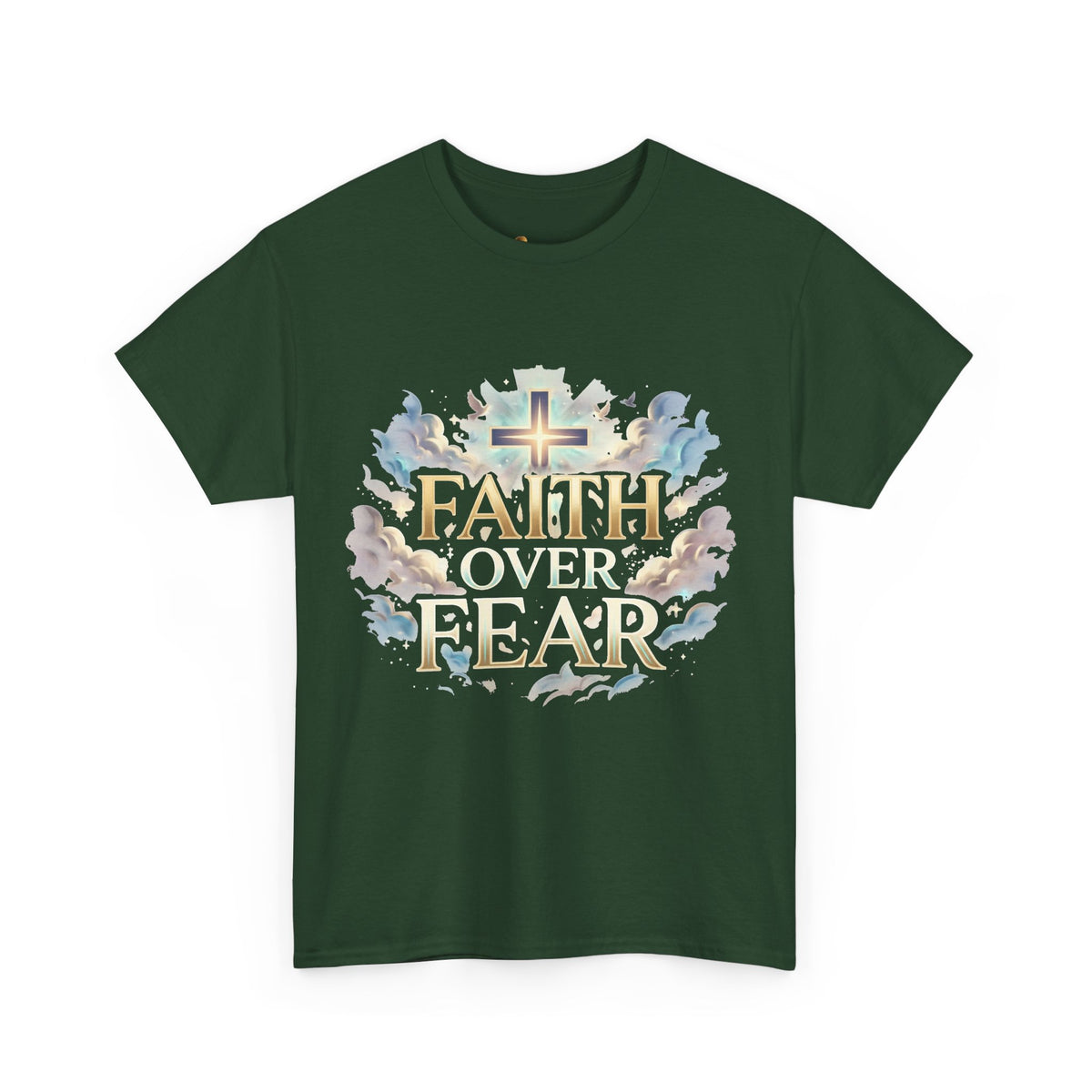 Faith Over Fear T-Shirt – Inspirierendes christliches Shirt mit Kreuz & Wolken Ansicht 6 – T-Shirt – ESTID