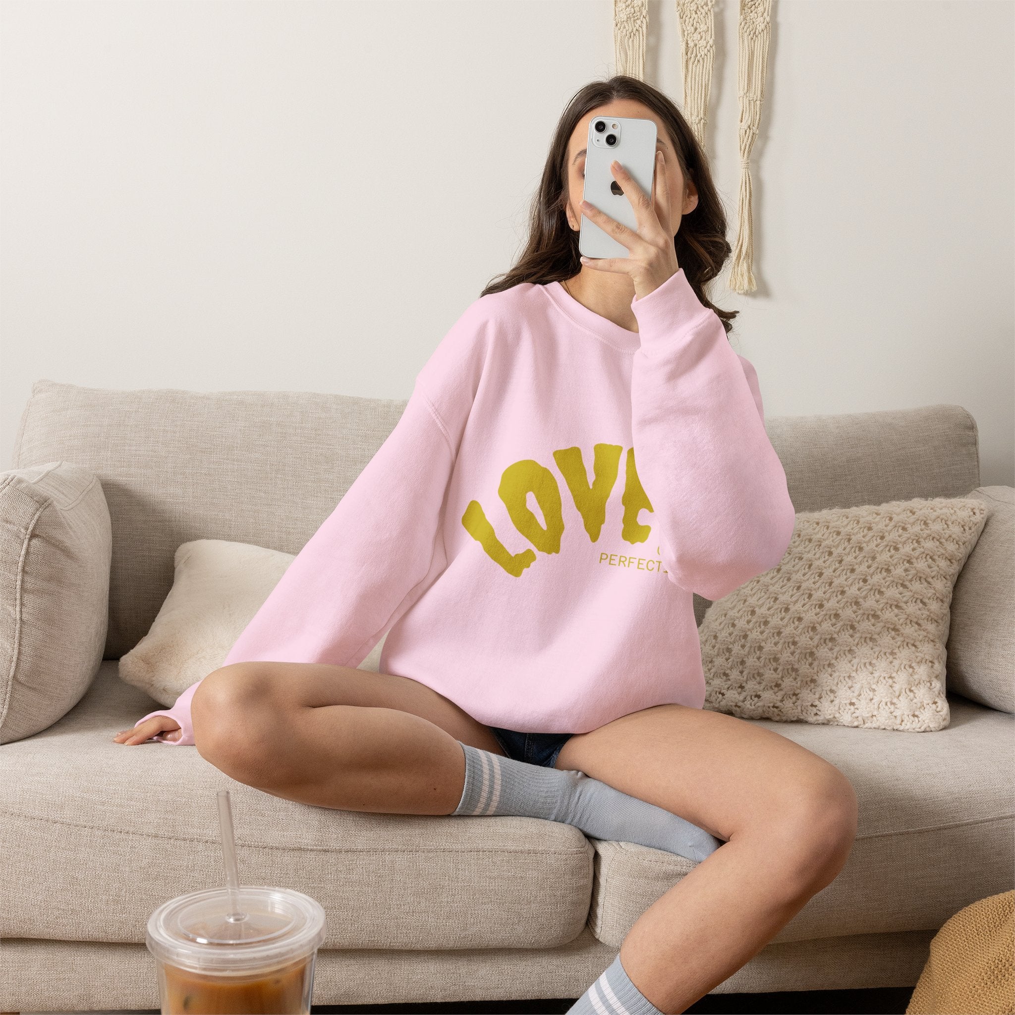Damen Oversized Pullover mit Statement-Print