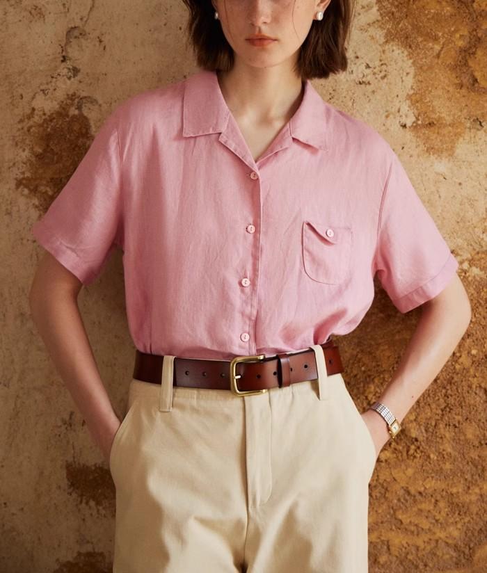 ESTID Damen Kurzarmhemd | Cotton-Linen Reverskragen Bluse Ansicht 14 – Shirt – ESTID