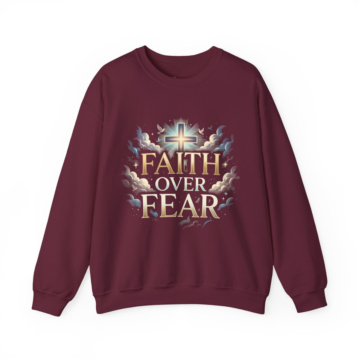 Faith Over Fear Crewneck Sweatshirt – Christliches Kreuz & Jesus Pullover Ansicht 5 – Sweatshirt – ESTID