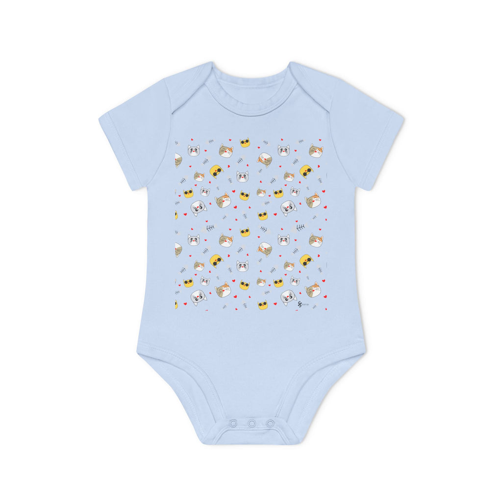 Bio-Babybody Kurzarm mit süßem Tiermuster – Ökologischer Baby-Overall